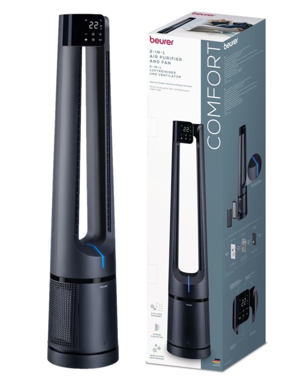 Beurer LV 500 Air Purifier & Cooling Fan | Filters Allergens & Cools | HEPA H13 Filter