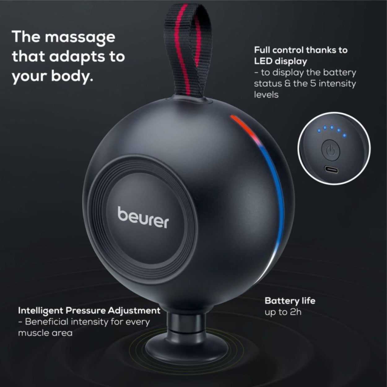 Beurer MG 101 Massage Gun: Portable, Compact, Powerful Trigger-Point Deep Tissue Muscle Massage