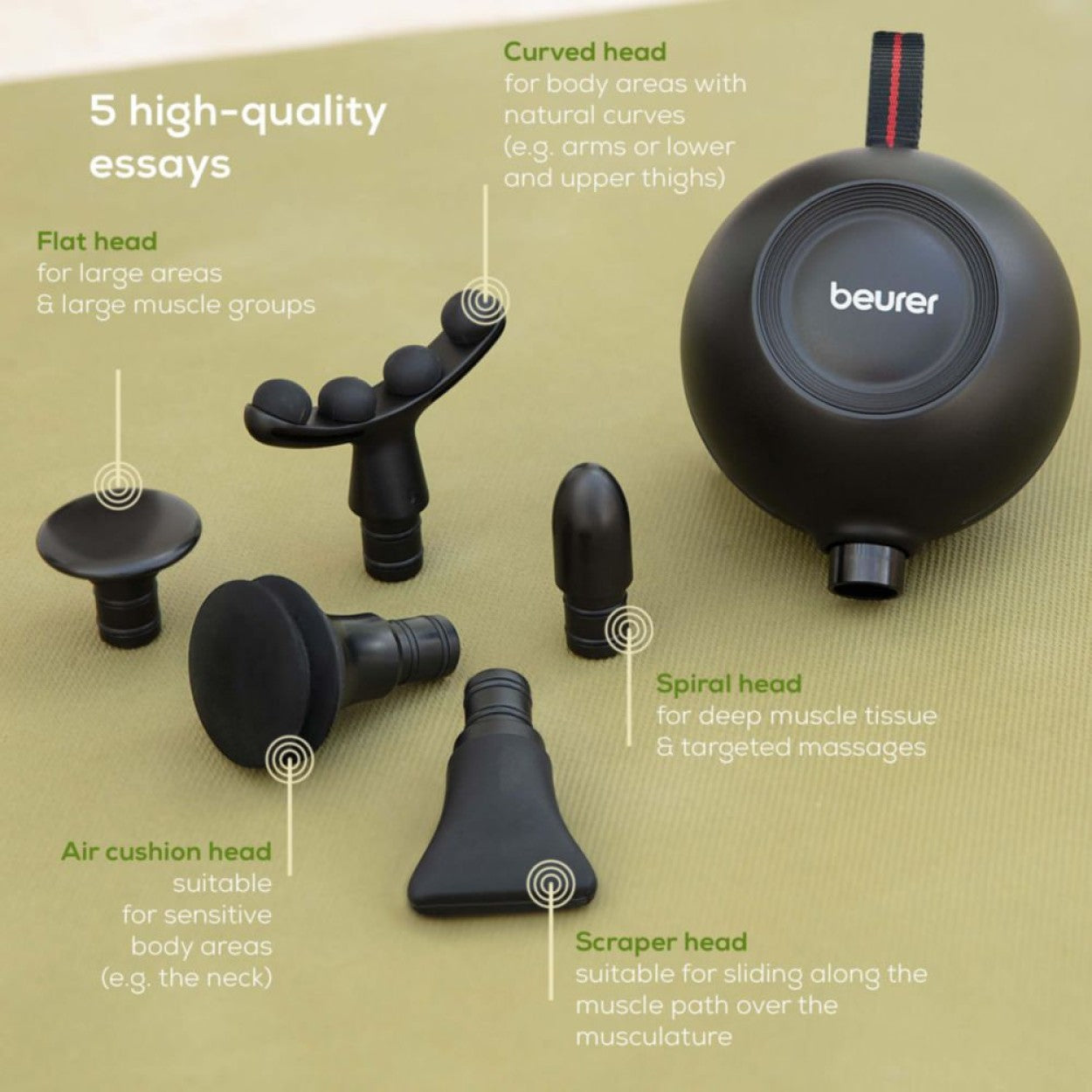 Beurer MG 101 Massage Gun: Portable, Compact, Powerful Trigger-Point Deep Tissue Muscle Massage