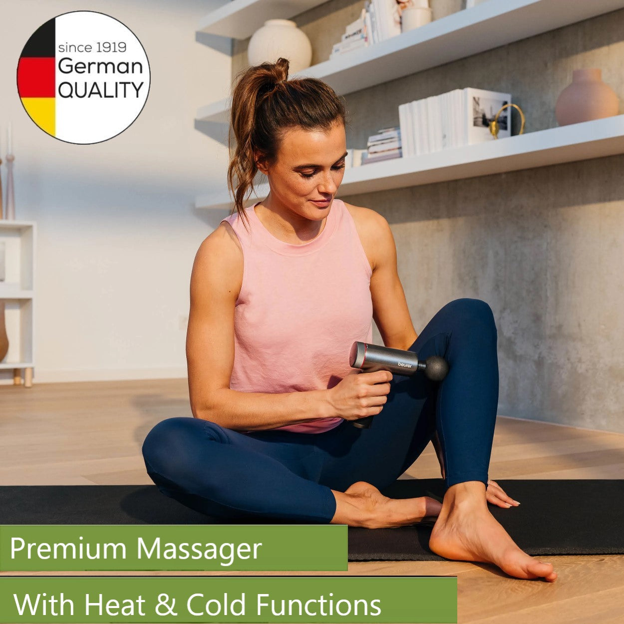 Beurer MG 195 Massage Gun: Hot & Cold Trigger Point Massage, 9 Intensities, 7 Attachments