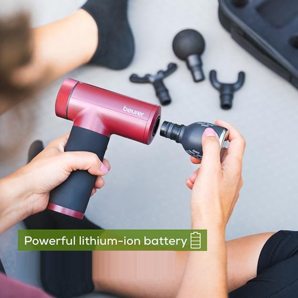 Beurer MG 195 LE25 Massage Gun | Hot & Cold Trigger Point Massage | 7 Attachments | 9 Modes | USB Rechargeable