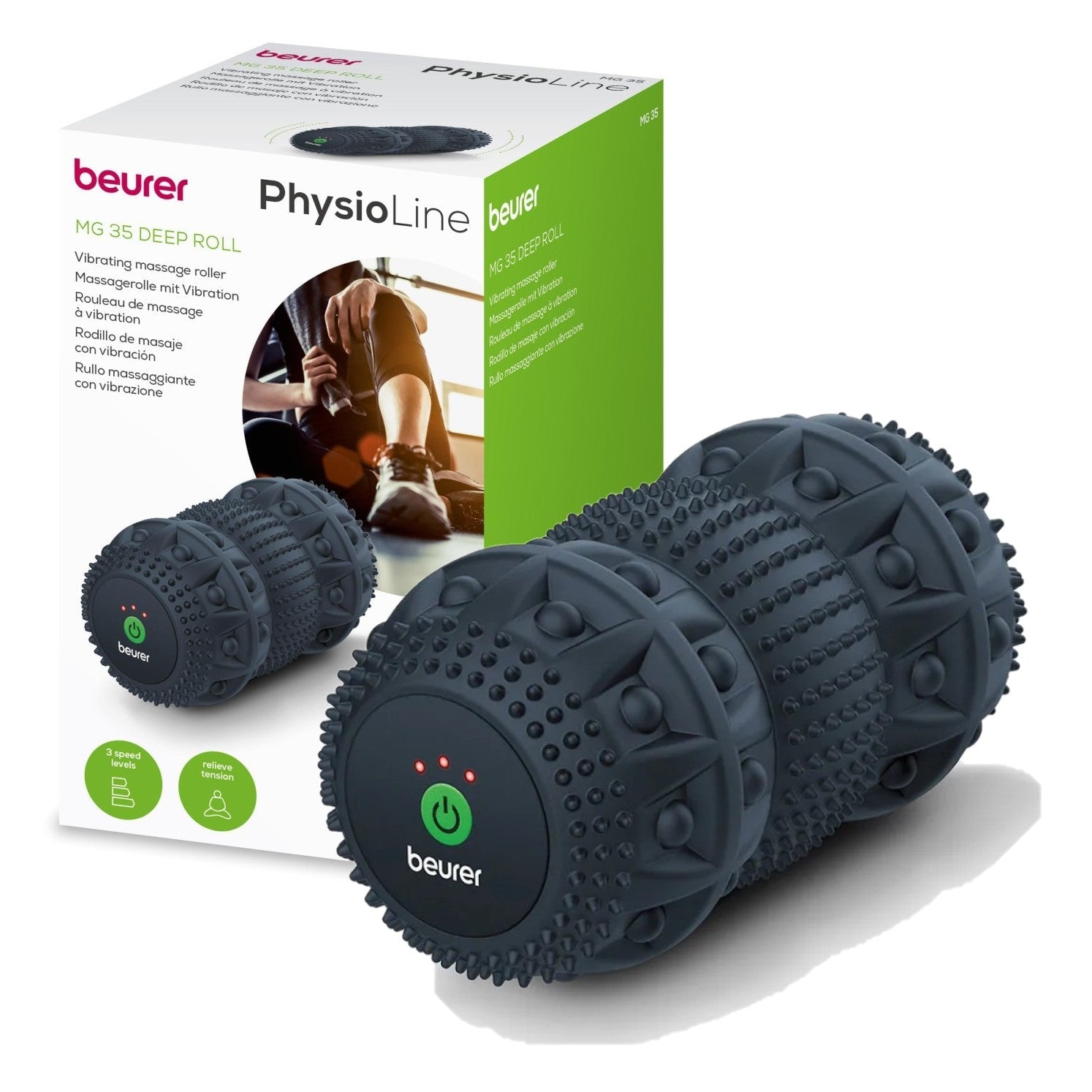 Beurer Massager MG 35 Vibrating Massage Roller | Deep Acting | USB Rechargeable | Targeted Trigger Point Massage | 3 Intensities