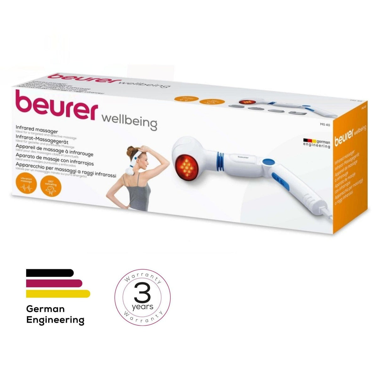 Beurer Germany MG 40 Infrared Body Massager and Heat for Muscle Pain Relief