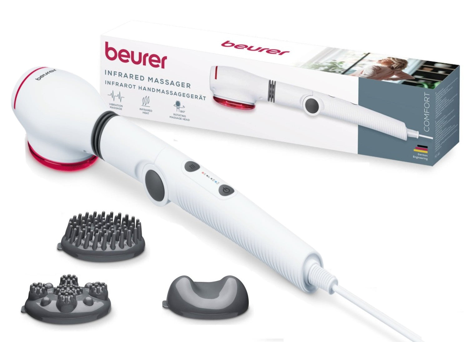 Beurer MG 44 Massager | Gentle Vibration Massage with Optional Infrared Heat