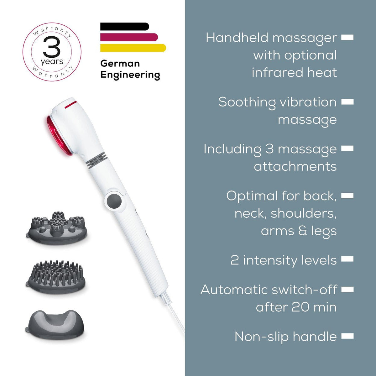 Beurer MG 44 Massager | Gentle Vibration Massage with Optional Infrared Heat