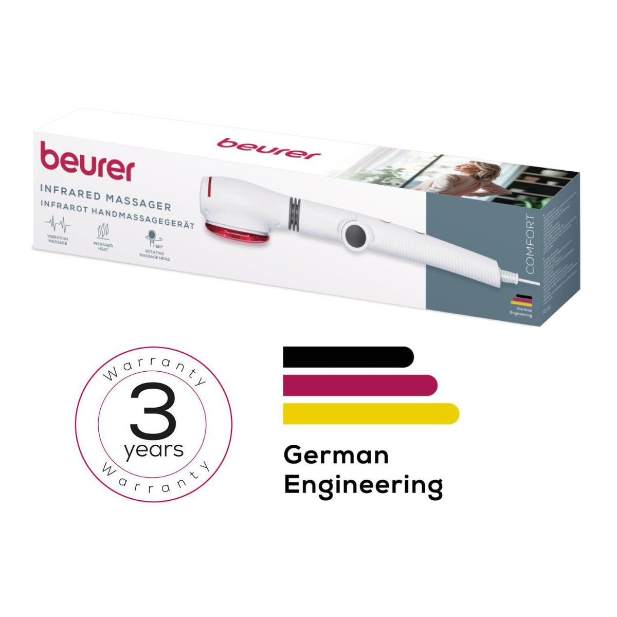 Beurer MG 44 Massager | Gentle Vibration Massage with Optional Infrared Heat