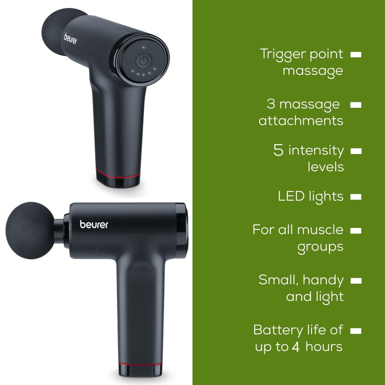 Beurer MG 89 Trigger- Point Massage Gun: Portable, Compact, Powerful, Quiet