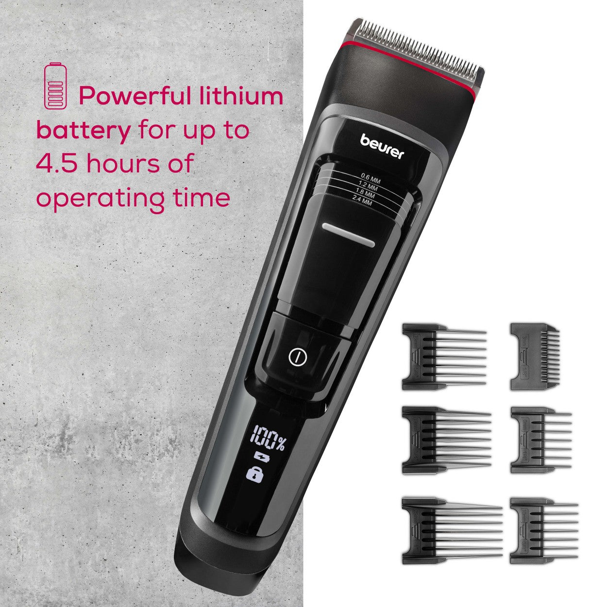 Beurer Germany MN5X Hair Clipper & Trimmer: 7 Attachments. 10 Cutting Lengths. Rechargeable