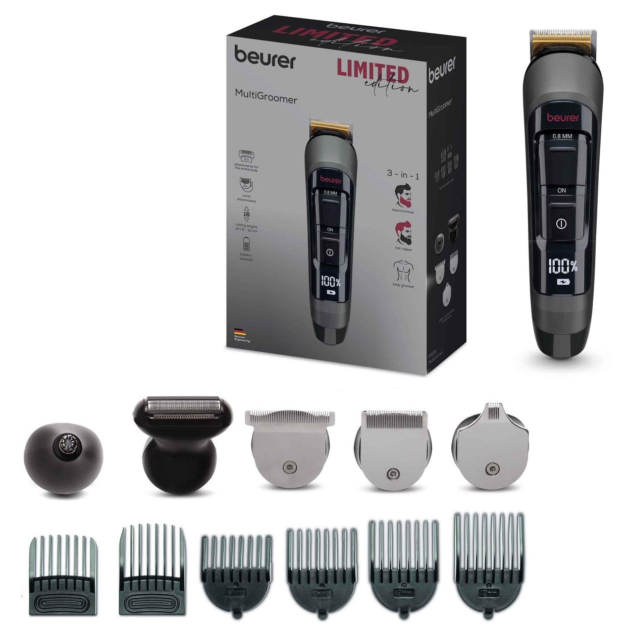 Beurer MN9X LE25 Electric Multi Groomer | Trim & Shave the Entire Body Including Ears, Nose, Beard & Hair