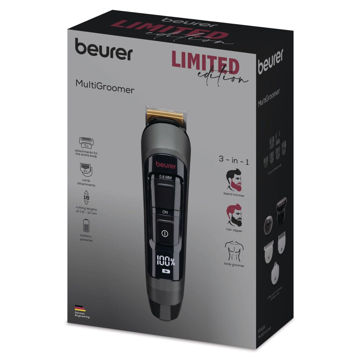 Beurer MN9X LE25 Electric Multi Groomer | Trim & Shave the Entire Body Including Ears, Nose, Beard & Hair