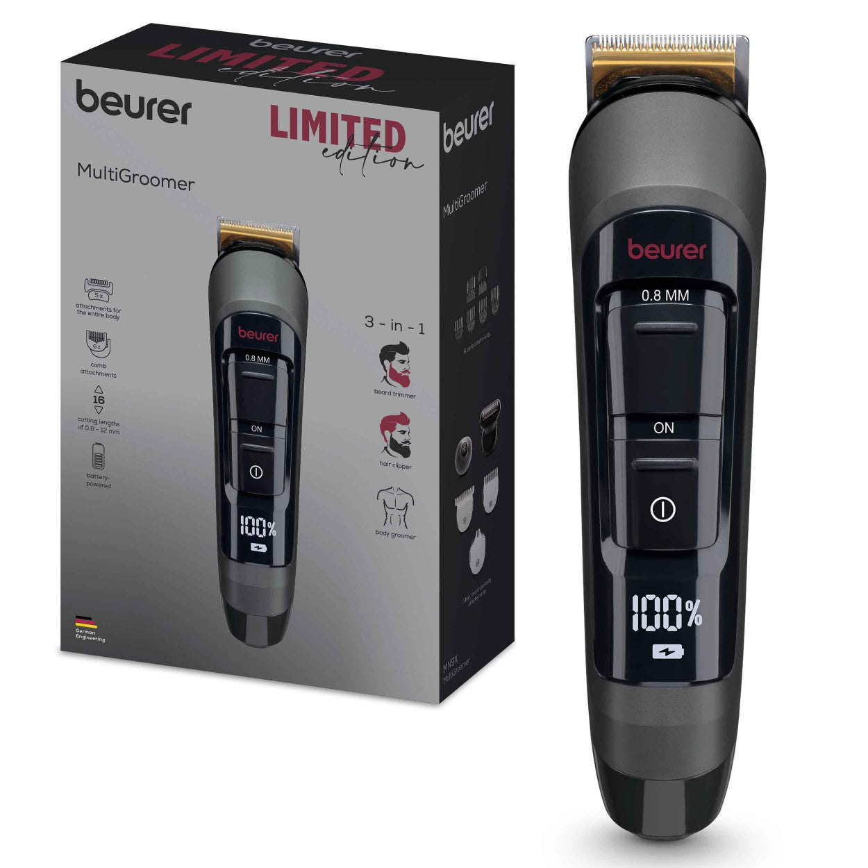 Beurer MN9X LE25 Electric Multi Groomer | Trim & Shave the Entire Body Including Ears, Nose, Beard & Hair