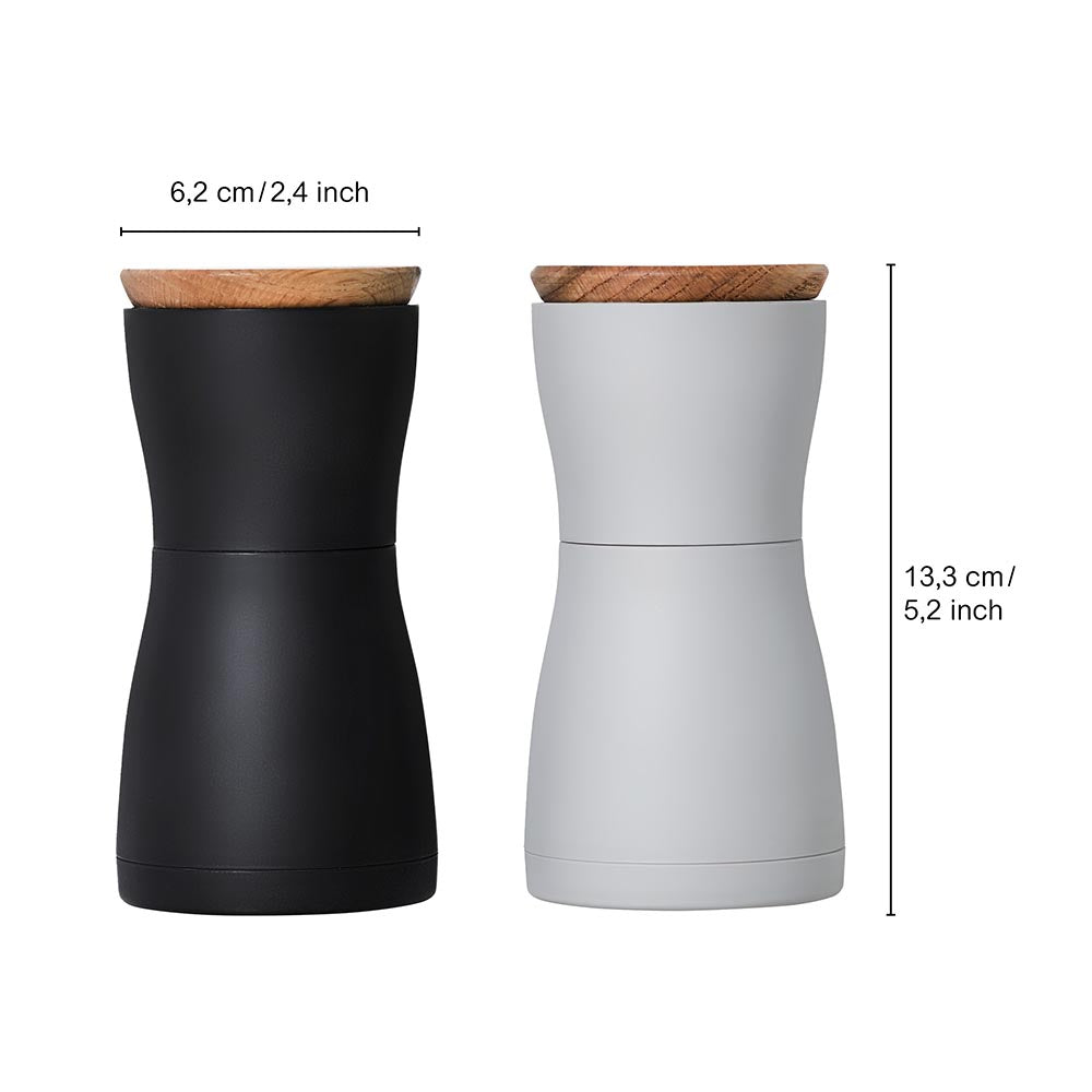 AdHoc Salt and Pepper Grinders German Brand - Twin Black & Grey 2 Piece
