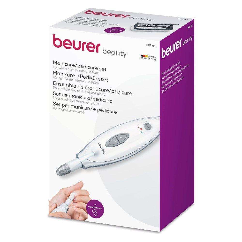 Beurer Electric Manicure & Pedicure Set with 7 Attachments, LED-Light MP 41