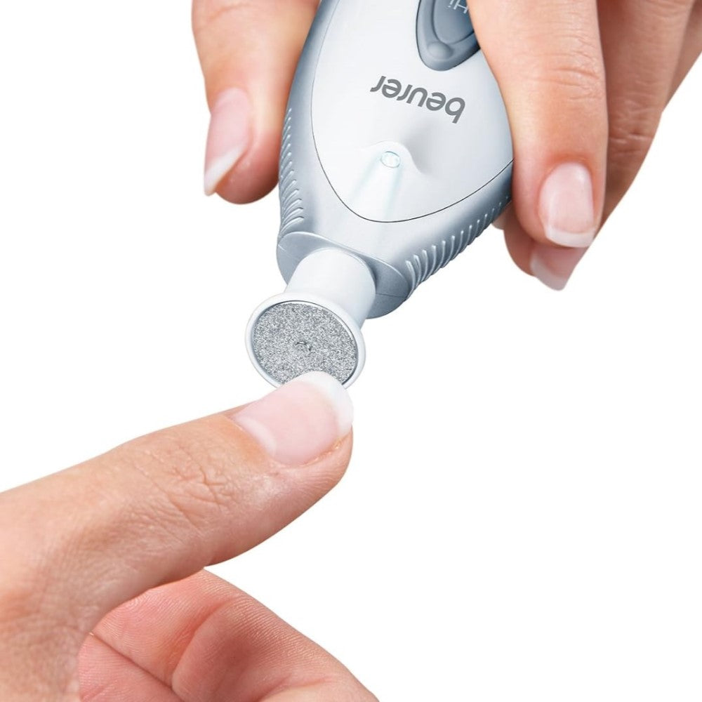 Beurer MP 41 Electric Manicure & Pedicure Nail Tool Set: 7 Attachments, 2 Speed Settings, LED Light