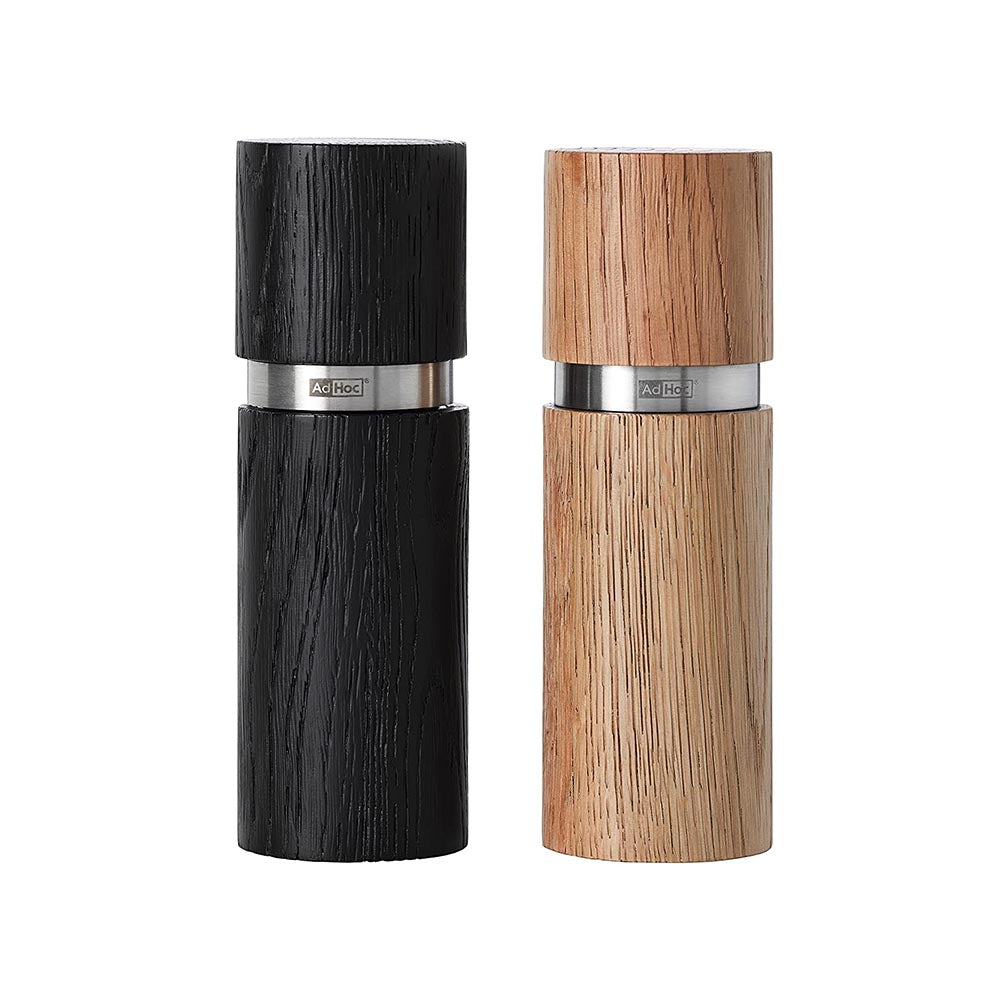 AdHoc Salt & Pepper Grinders in Wood - Textura Grande Small Set of 2