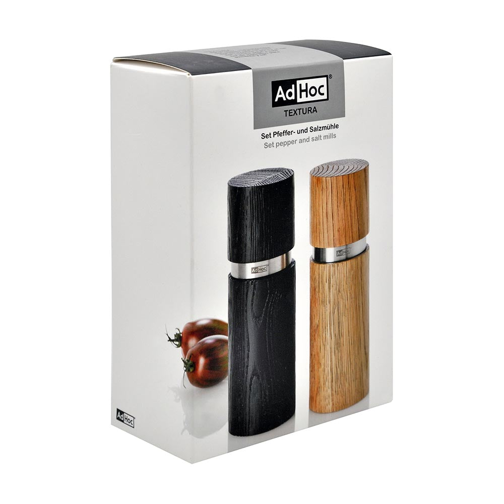 AdHoc Salt & Pepper Grinders in Wood - Textura Grande Small Set of 2