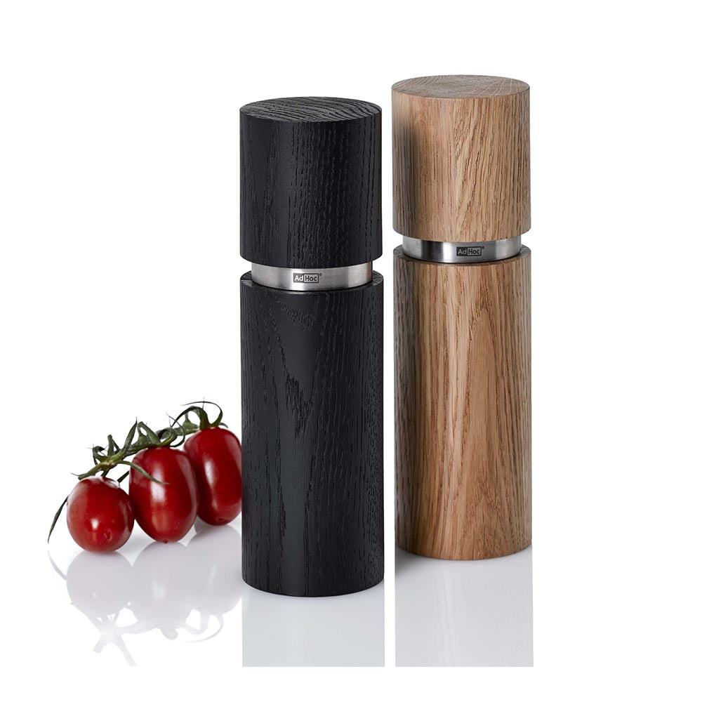 AdHoc Salt & Pepper Grinders in Wood - Textura Grande Large Set of 2