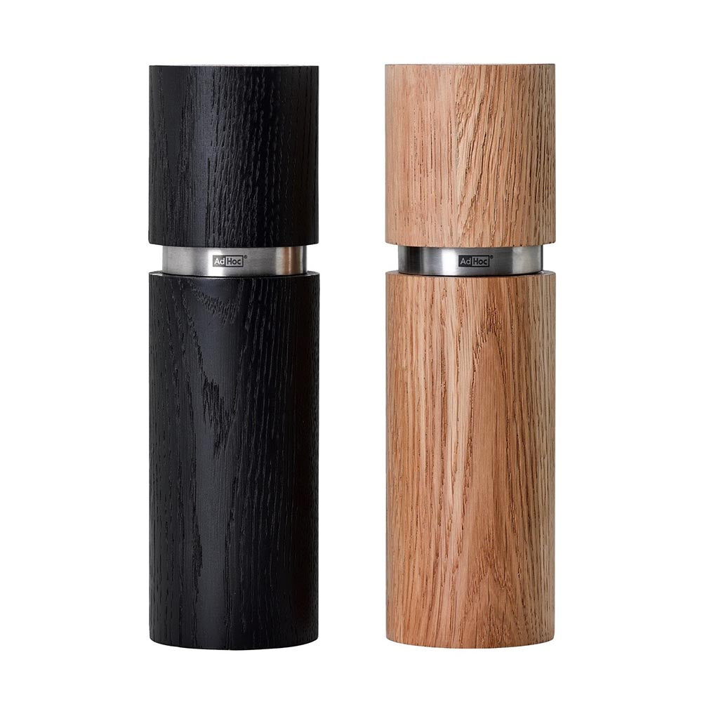 AdHoc Salt & Pepper Grinders in Wood - Textura Grande Large Set of 2