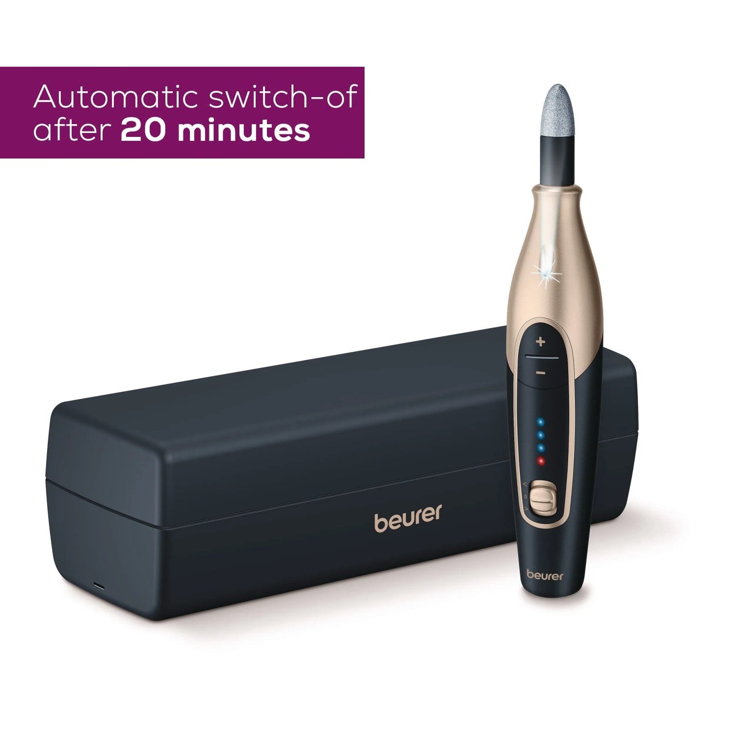 Beurer MP 84 SE Electric, Rechargeable & Cordless Manicure & Pedicure Nail Tool Set in Black & Rose Gold