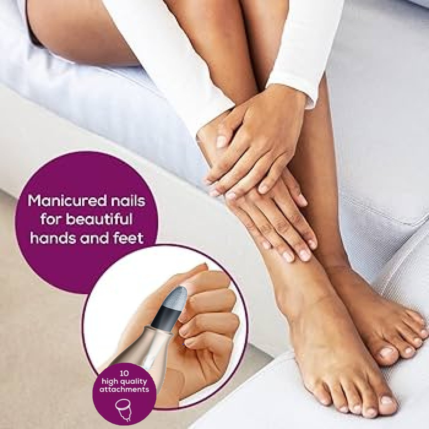 Beurer MP 84 SE Electric, Rechargeable & Cordless Manicure & Pedicure Nail Tool Set in Black & Rose Gold