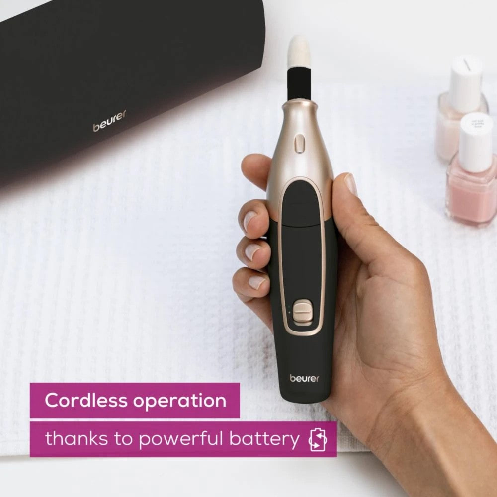 Beurer MP 84 SE Electric, Rechargeable & Cordless Manicure & Pedicure Nail Tool Set in Black & Rose Gold