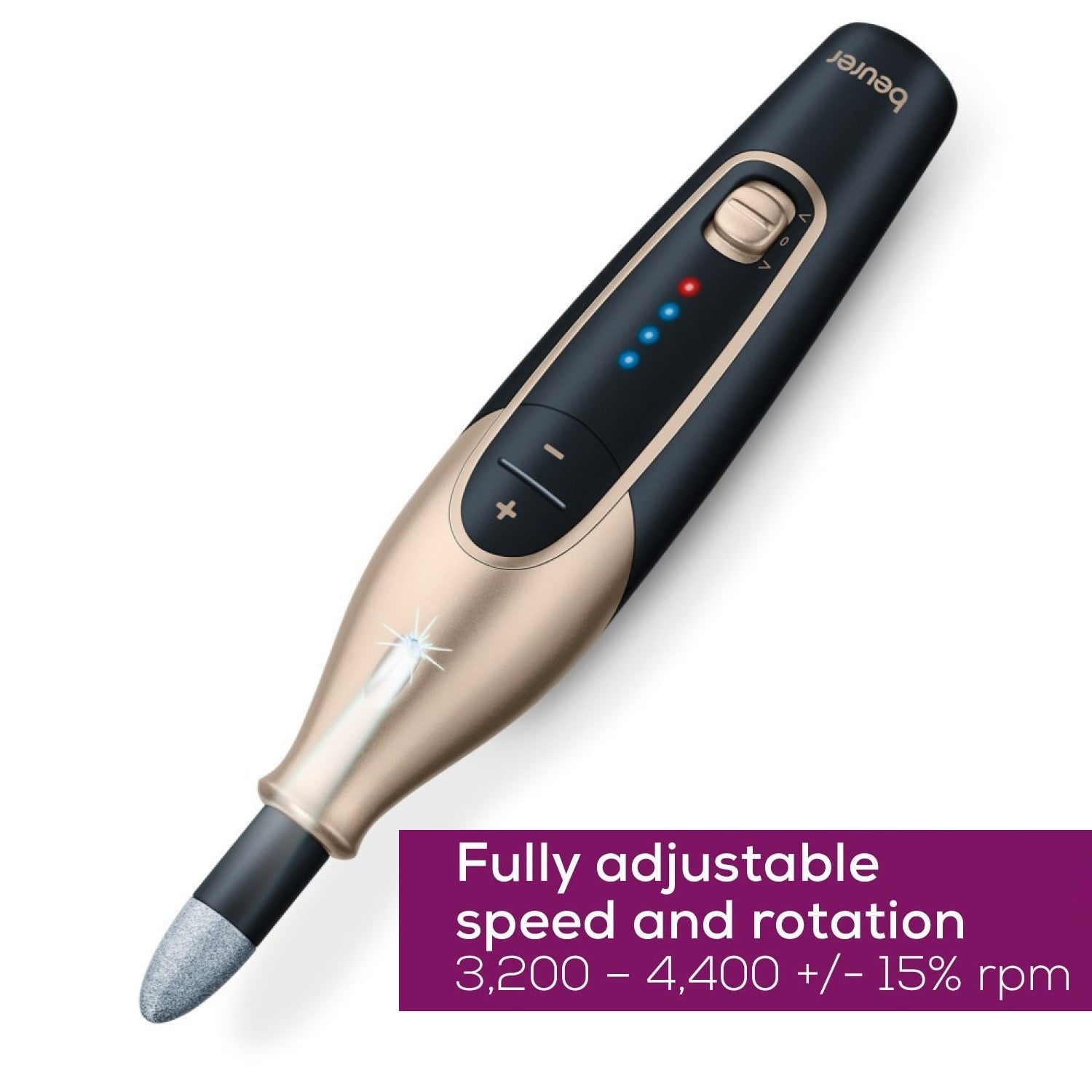 Beurer MP 84 SE Electric, Rechargeable & Cordless Manicure & Pedicure Nail Tool Set in Black & Rose Gold