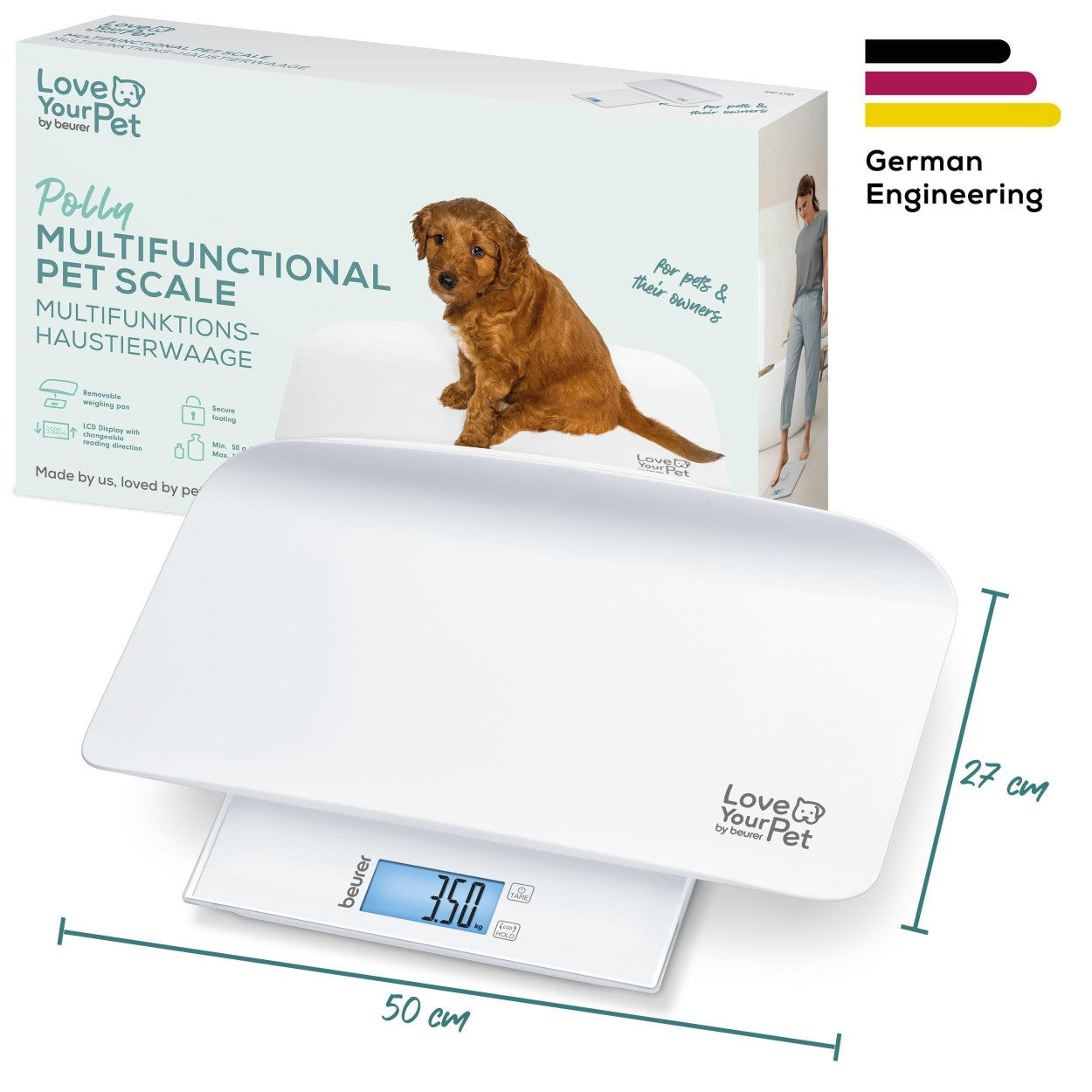 Beurer “Polly” Pet Scale | 3-in-1 Digital Weighing Scale | Pet Scale, Baby Weight Scale & Personal Bathroom Scale
