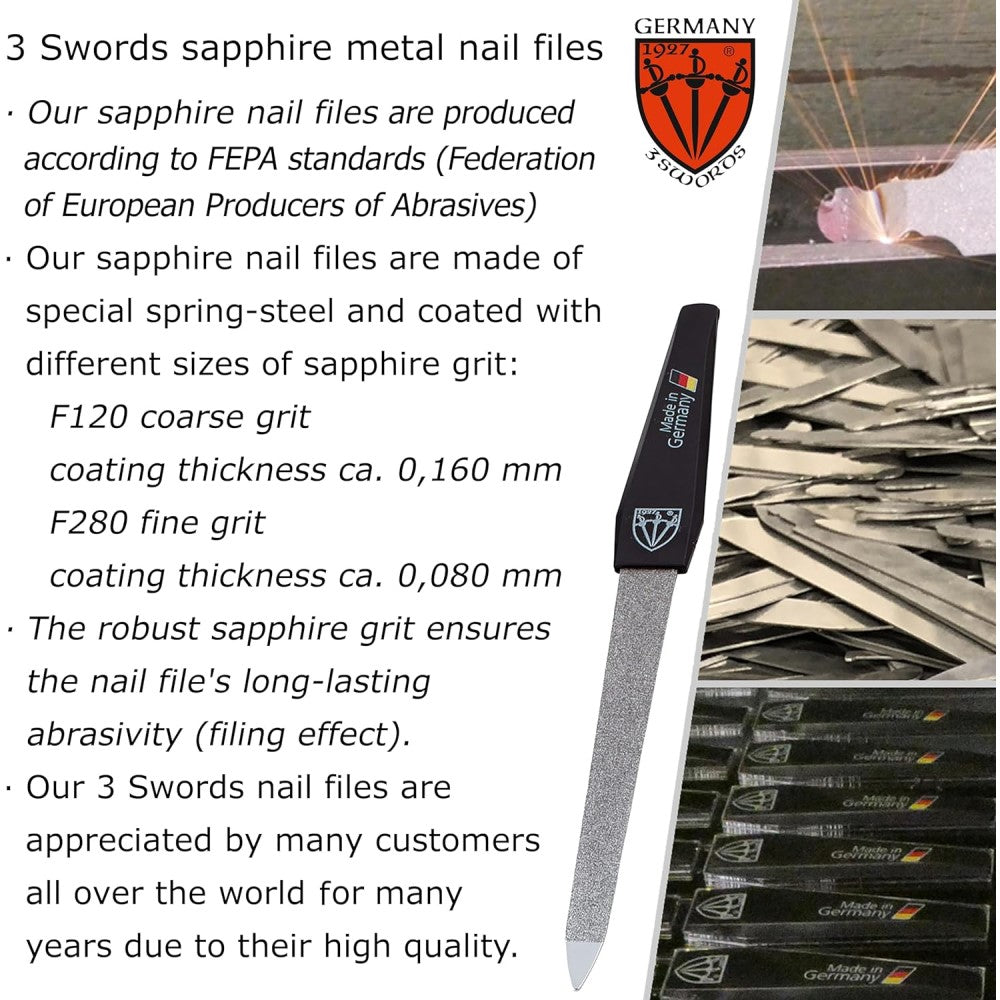 Kellermann 3 Swords Sapphire Nail File | Double-Sided | 13cm | PF 2705