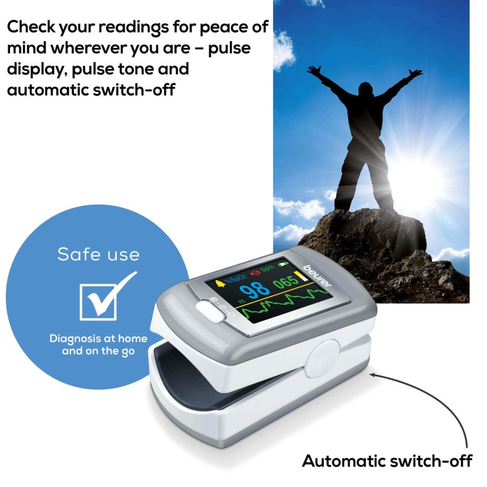 Beurer Germany PO 80 Rechargeable Pulse Oximeter: SpO2 Oxygen Saturation & Heart Rate