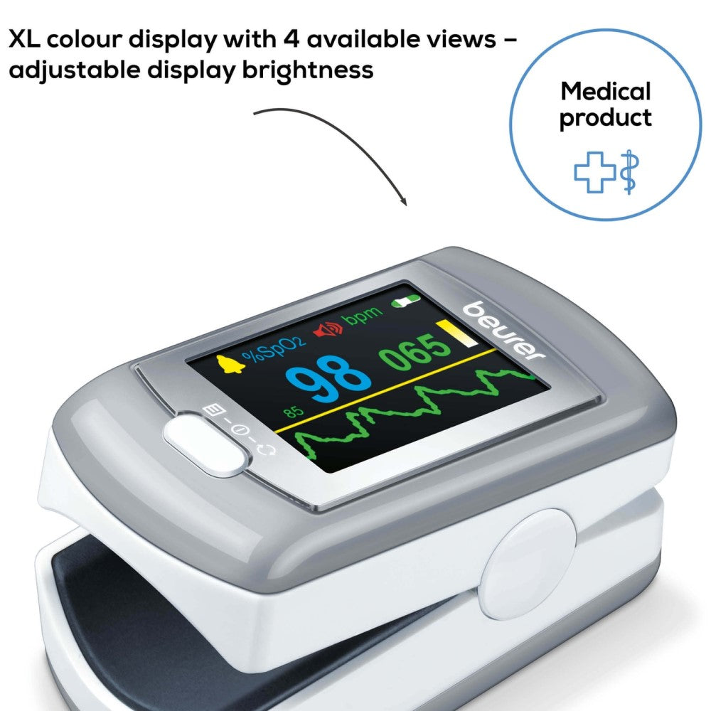 Beurer Germany PO 80 Rechargeable Pulse Oximeter: SpO2 Oxygen Saturation & Heart Rate