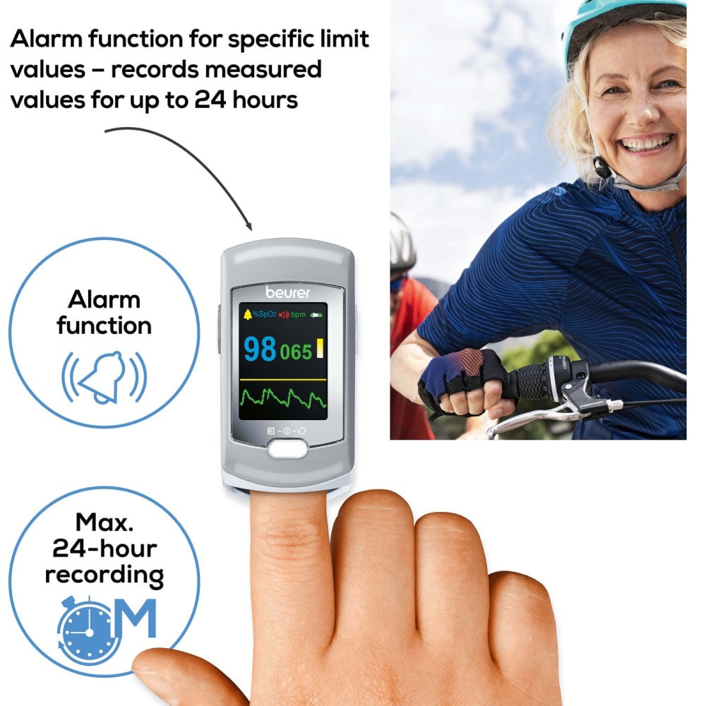 Beurer Germany PO 80 Rechargeable Pulse Oximeter: SpO2 Oxygen Saturation & Heart Rate