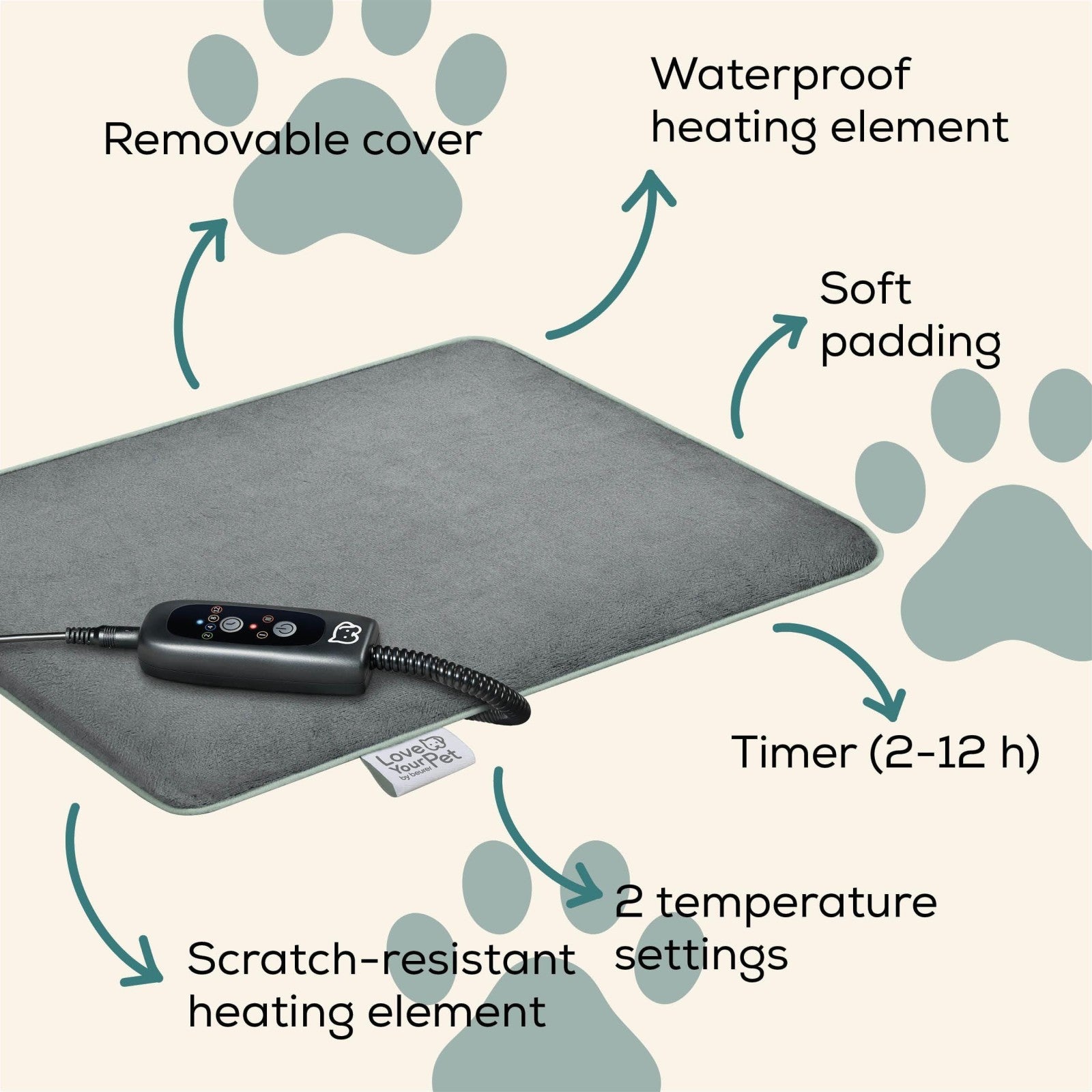 Love Your Pet by Beurer - Lilli - Small Pet Heating Mat for Dogs & Cats - 41 x 34 cm