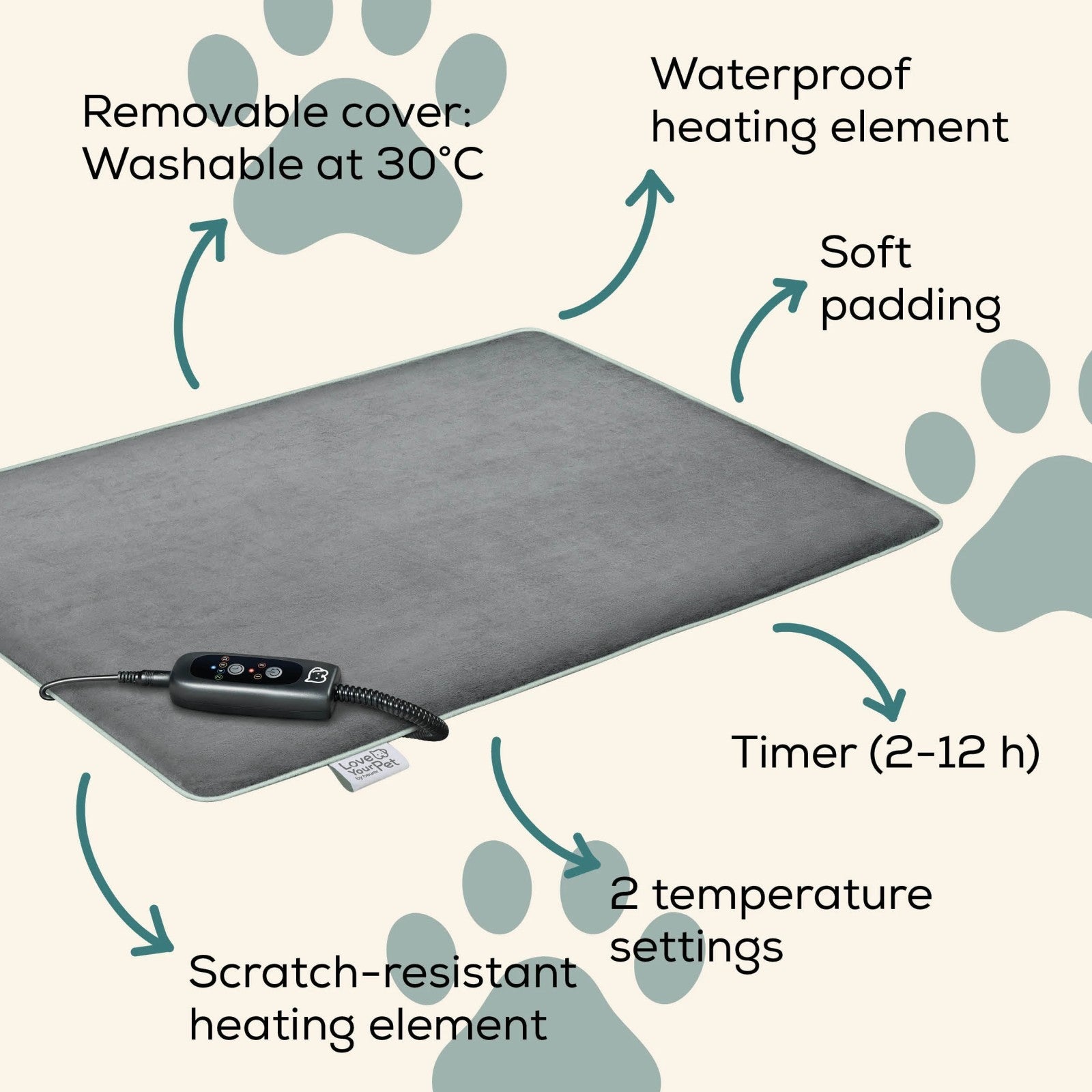 Love Your Pet by Beurer - Sammy - Large Pet Heating Mat for Dogs & Cats - 65 x 50 cm