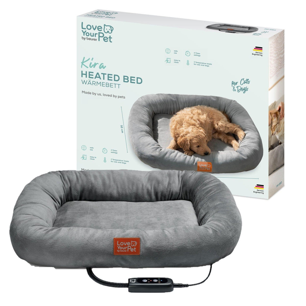 Love Your Pet by Beurer KIRA Heated Pet Bed for Dogs & Cats 58x50x10cm