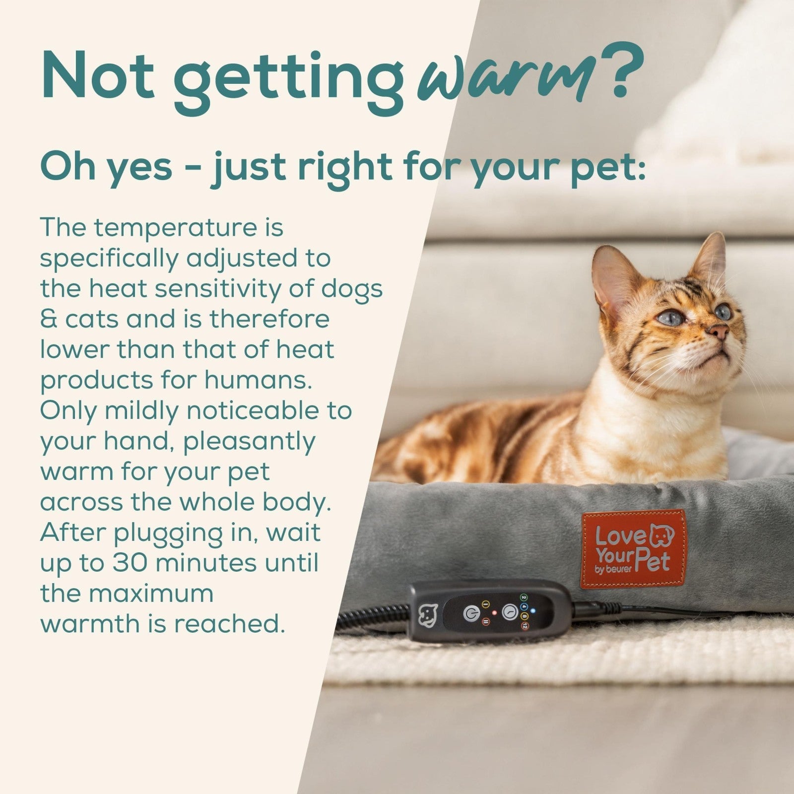 Love Your Pet by Beurer KIRA Heated Pet Bed for Dogs & Cats 58x50x10cm