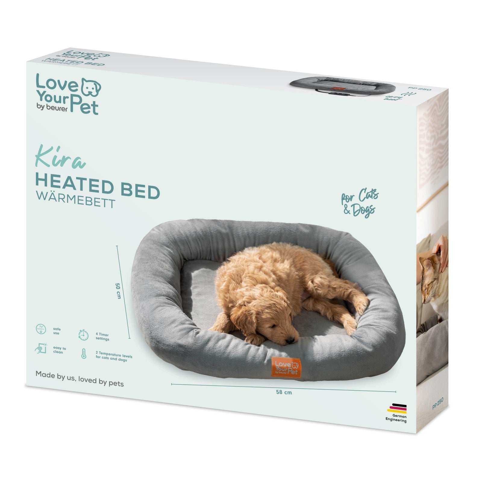 Love Your Pet by Beurer KIRA Heated Pet Bed for Dogs & Cats 58x50x10cm