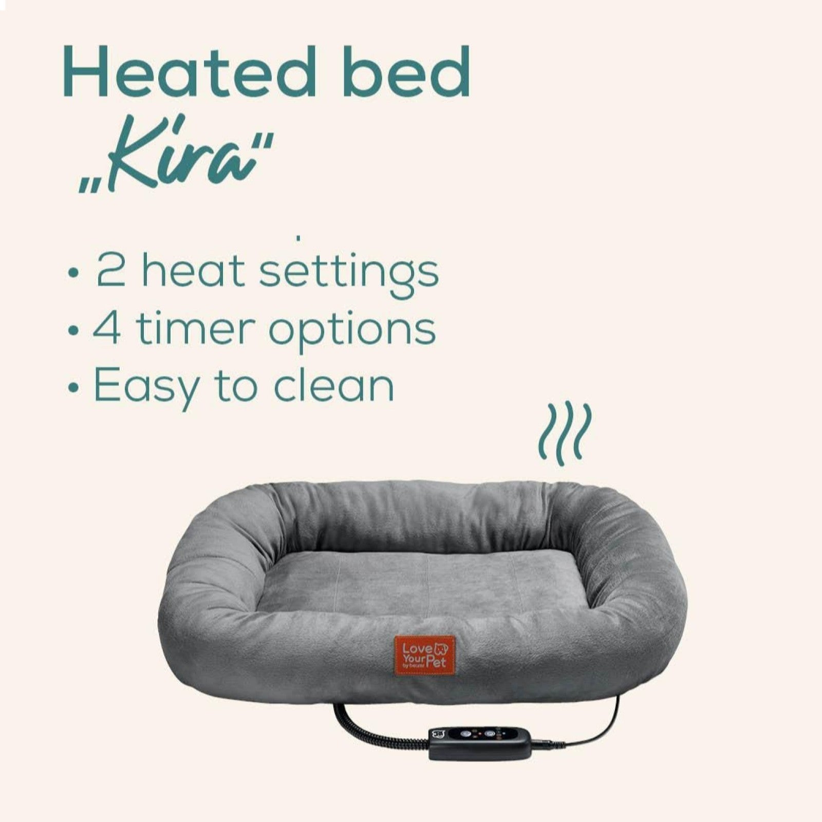 Love Your Pet by Beurer KIRA Heated Pet Bed for Dogs & Cats 58x50x10cm