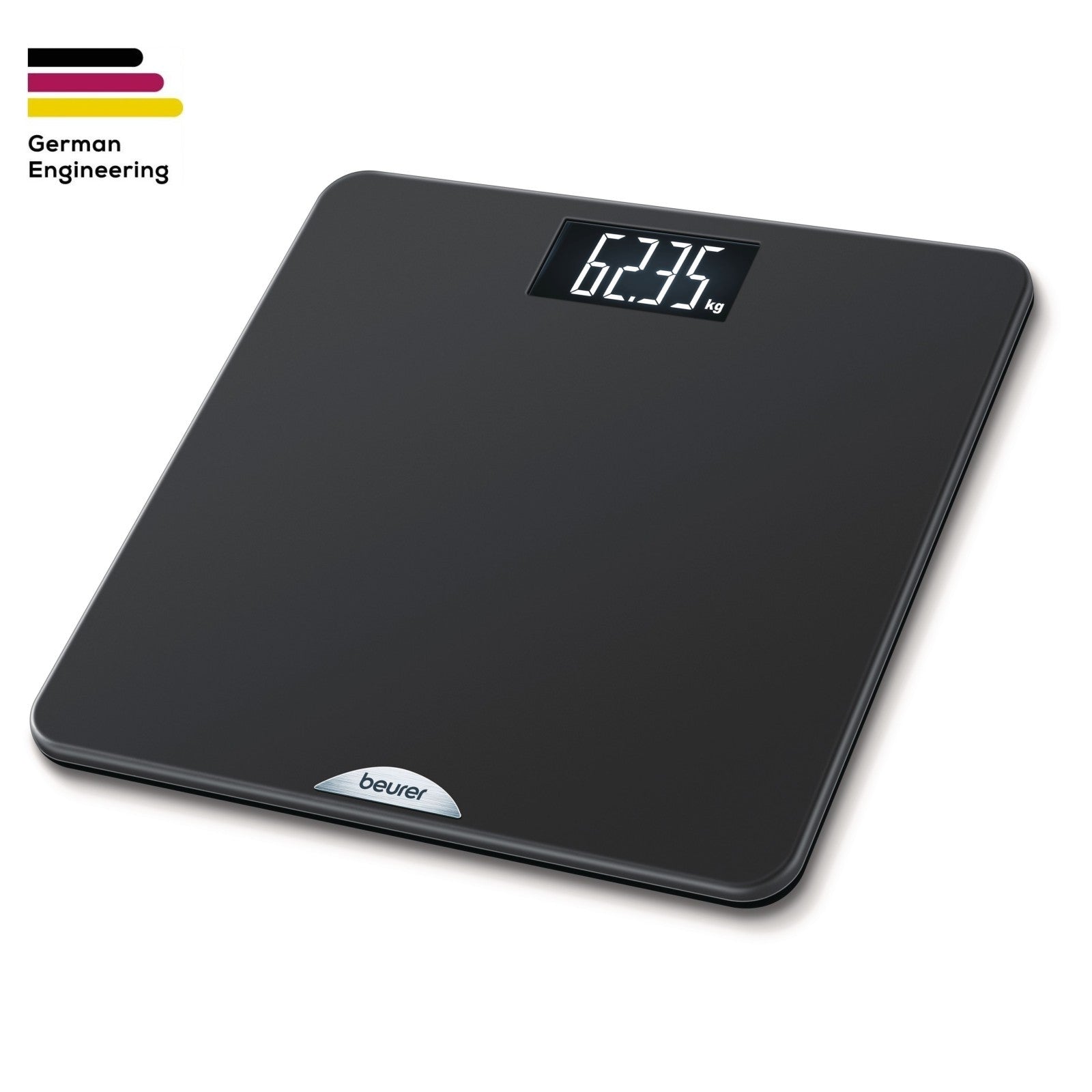 Beurer PS 240 Non-Slip Bathroom Scale Backlit LCD Display, 180kg Capacity - Elegant Black