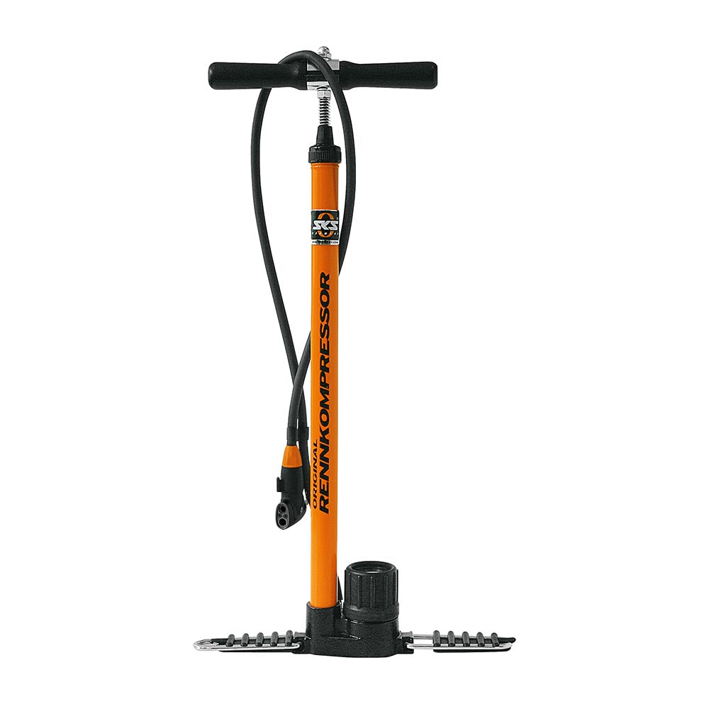 SKS Bike Multi-valve Floor Pump - RENNKOMPRESSOR Orange