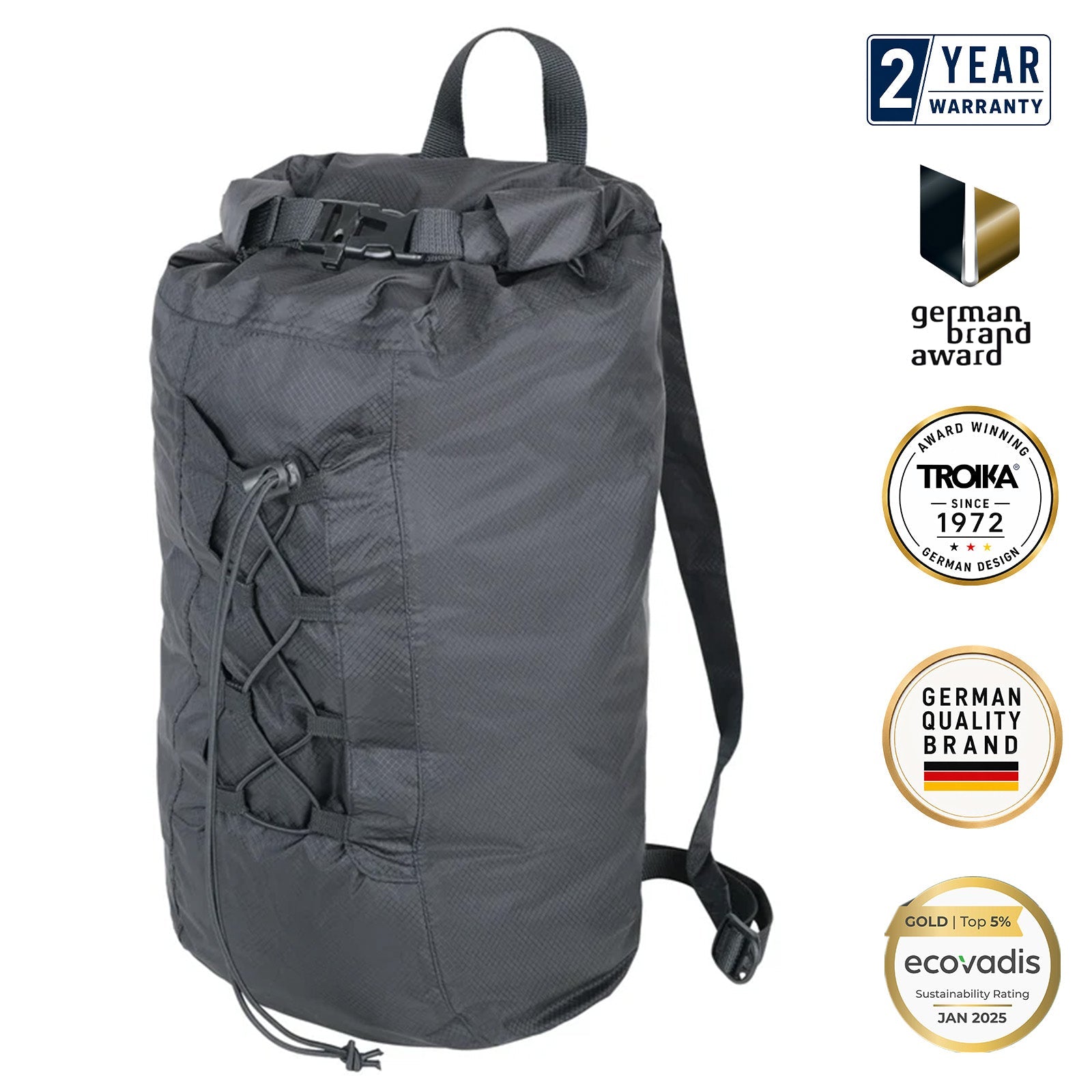 TROIKA Germany 18L Waterproof Foldable Hiking Backpack | Ripstop Nylon | 140g