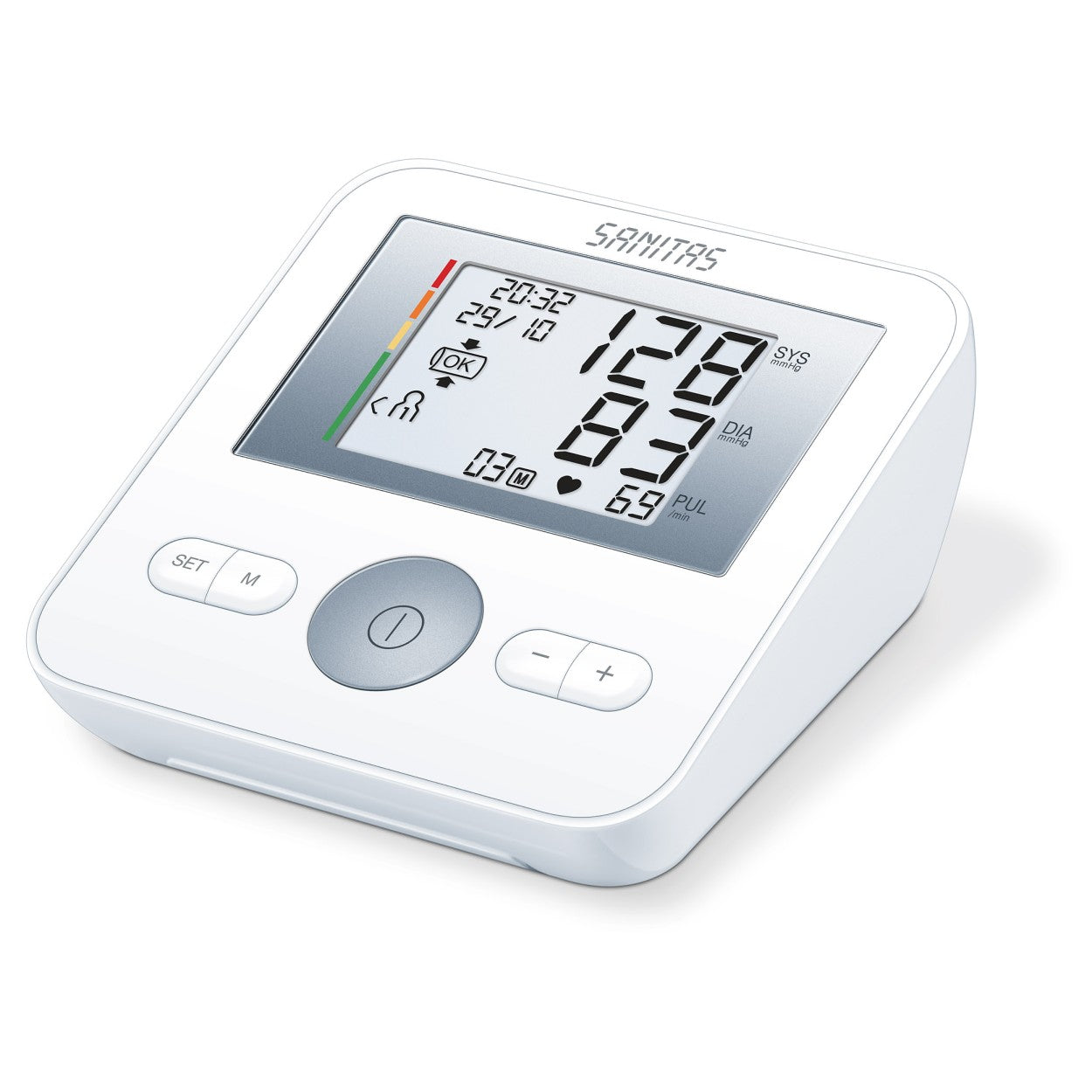 Sanitas Upper Arm Blood Pressure Monitor | Arrhythmia Detection | Easy-Read Display | Memory Function | SBM 18