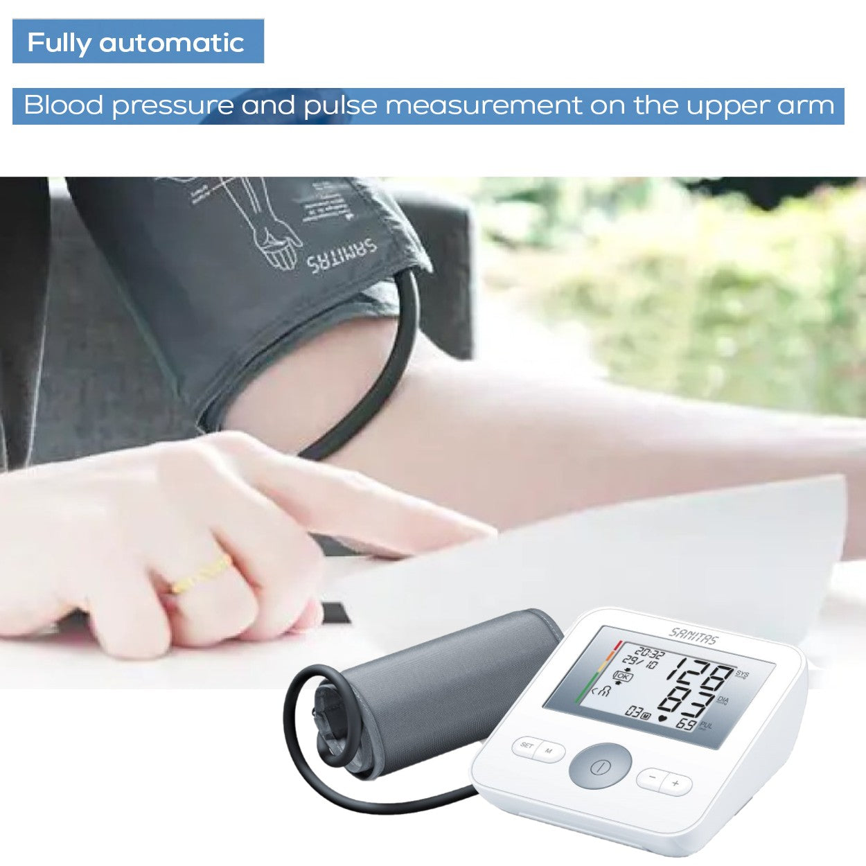 Sanitas Upper Arm Blood Pressure Monitor | Arrhythmia Detection | Easy-Read Display | Memory Function | SBM 18