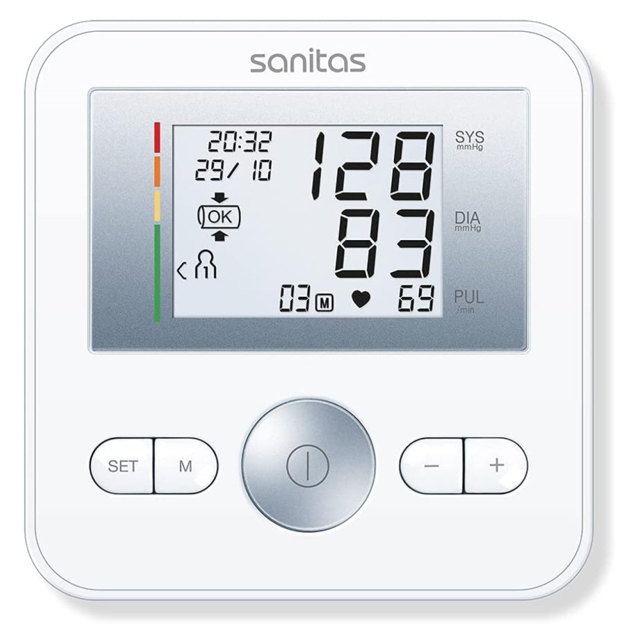 Sanitas Upper Arm Blood Pressure Monitor | Arrhythmia Detection | Easy-Read Display | Memory Function | SBM 18