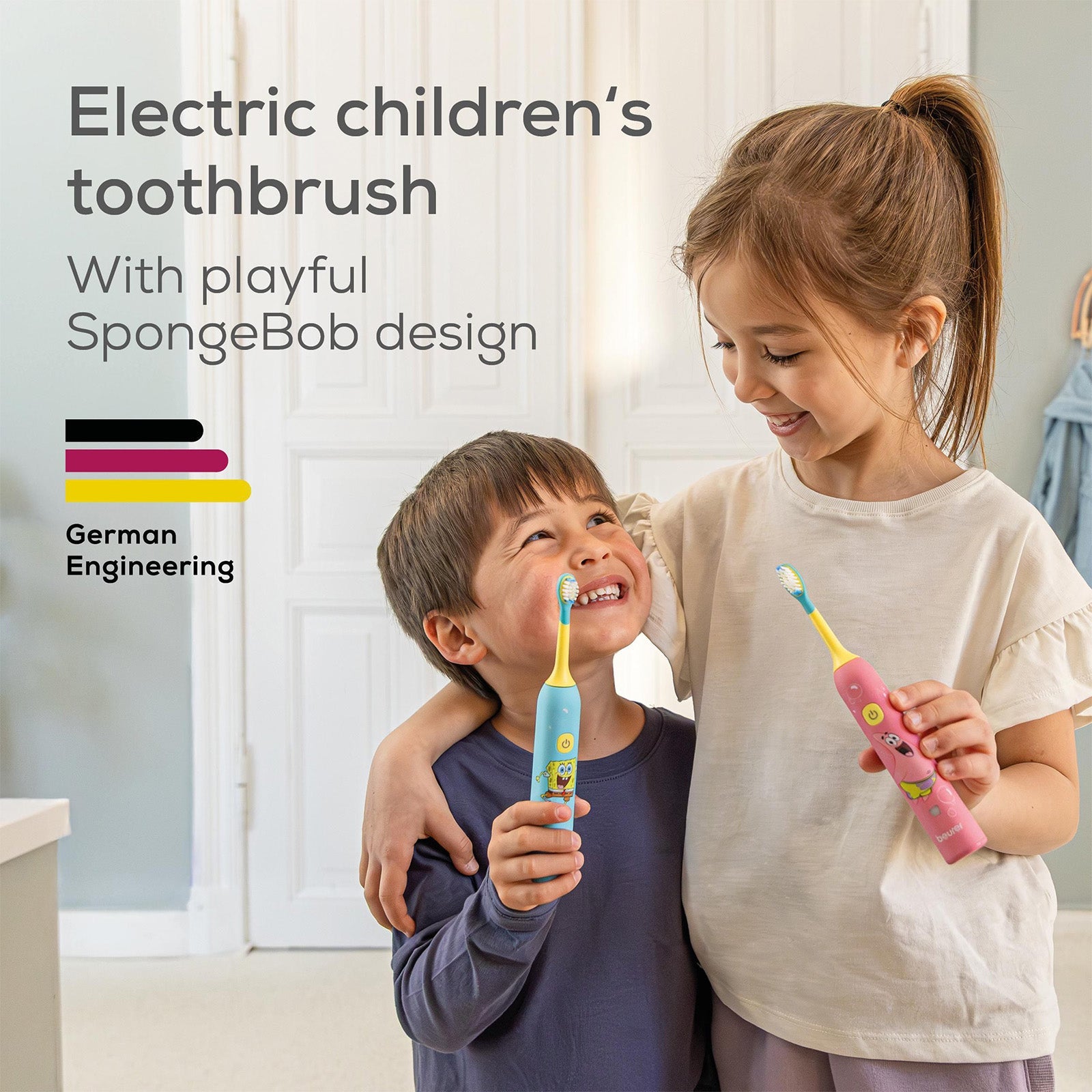 Beurer Germany SpongeBob Sonic Toothbrush | 2 Heads Ages 3-6 | Aqua Blue