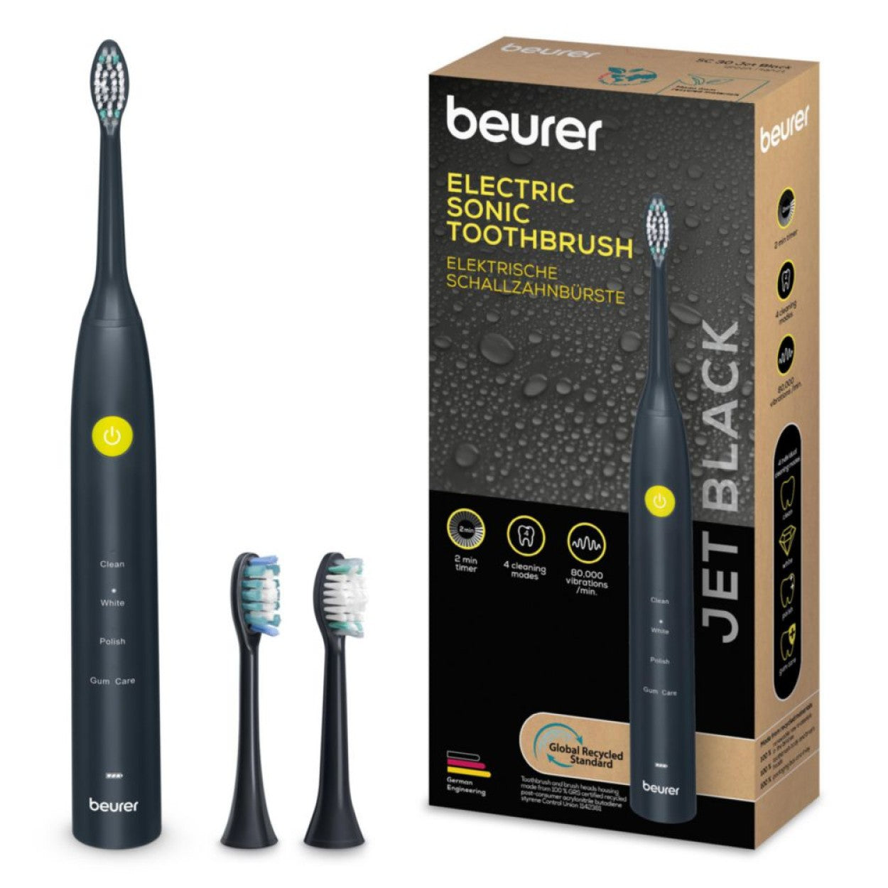Beurer SC 30 Electric Toothbrush | Sonic Technology for Healthy Teeth & Gums | Eco-Friendly | Jet Black