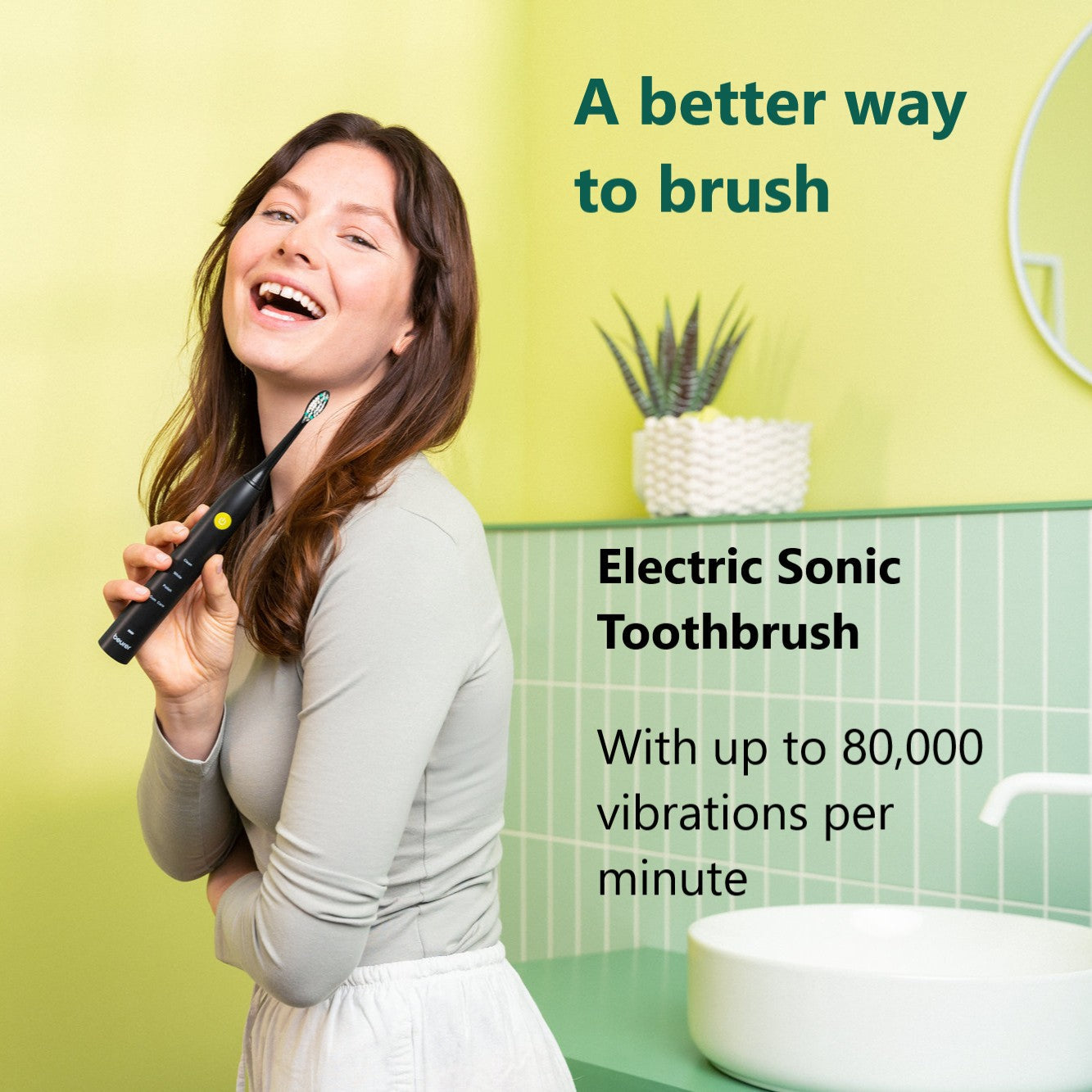 Beurer SC 30 Electric Toothbrush | Sonic Technology for Healthy Teeth & Gums | Eco-Friendly | Jet Black