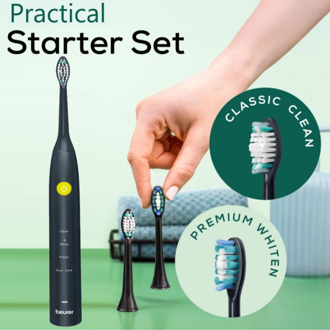 Beurer SC 30 Electric Toothbrush | Sonic Technology for Healthy Teeth & Gums | Eco-Friendly | Jet Black