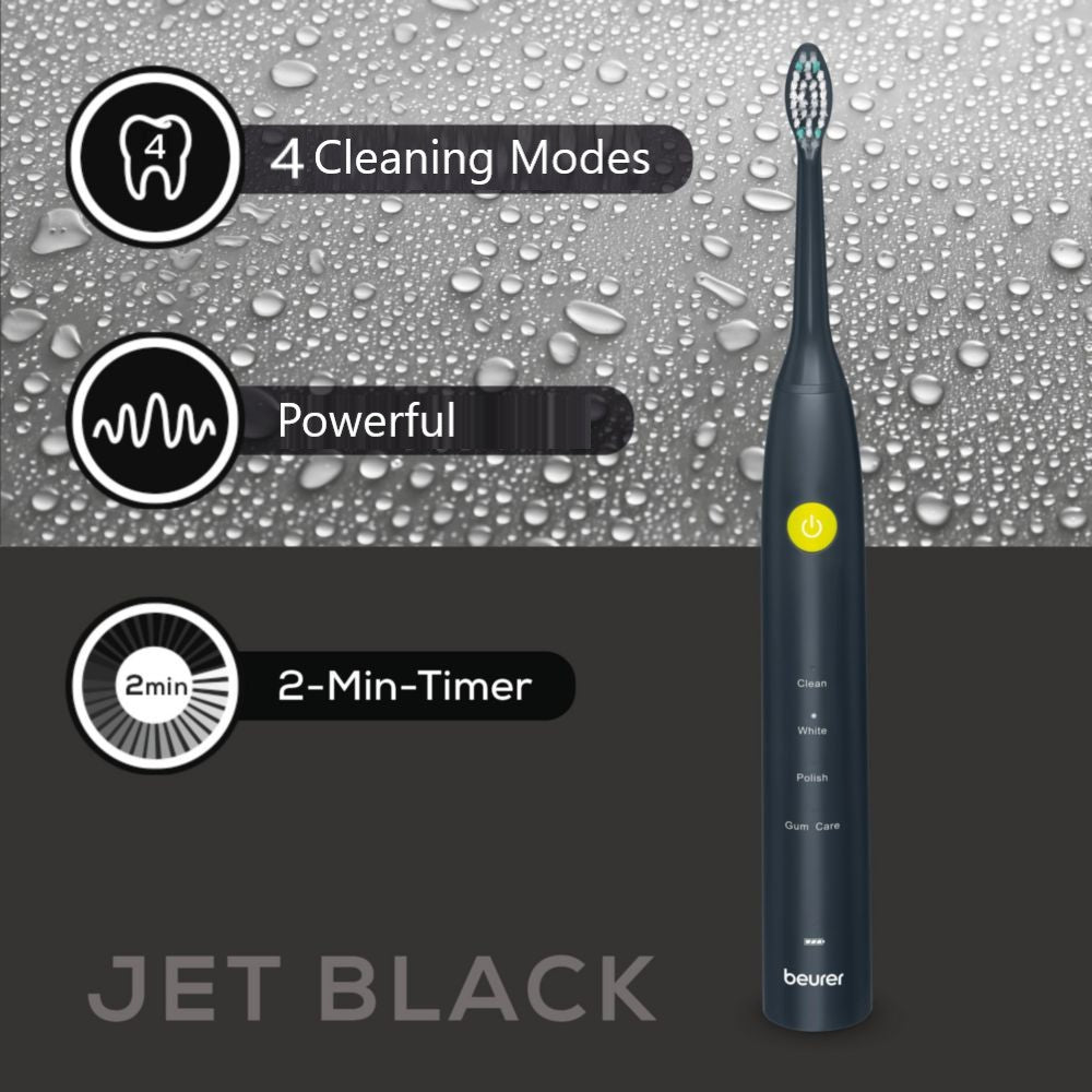 Beurer SC 30 Electric Toothbrush | Sonic Technology for Healthy Teeth & Gums | Eco-Friendly | Jet Black