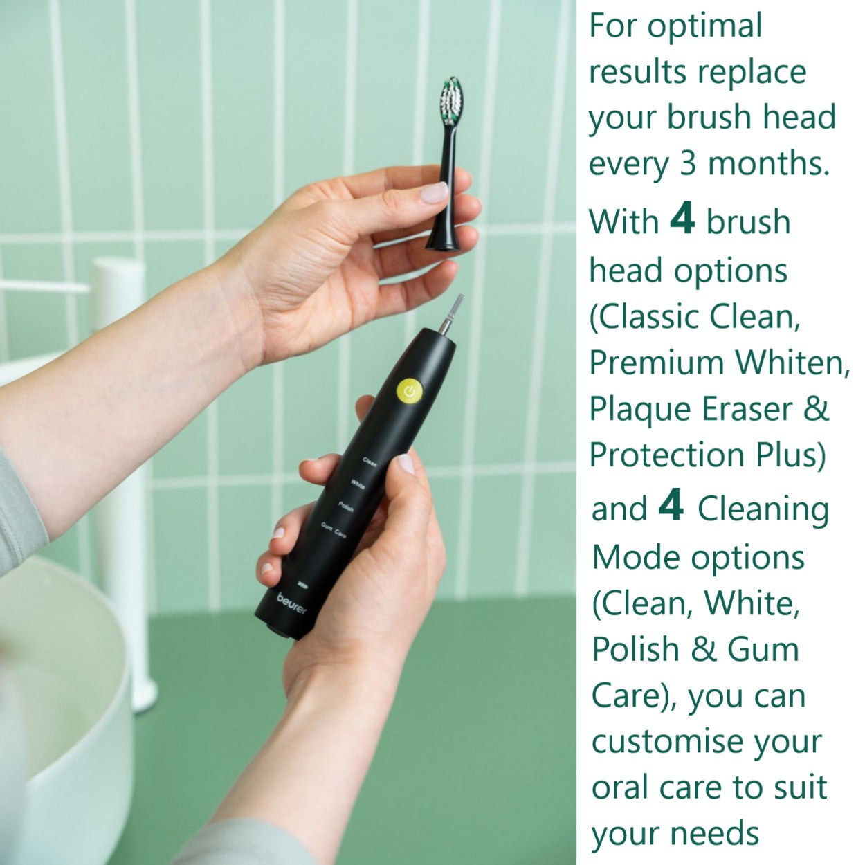 Beurer SC 30 Electric Toothbrush | Sonic Technology for Healthy Teeth & Gums | Eco-Friendly | Jet Black