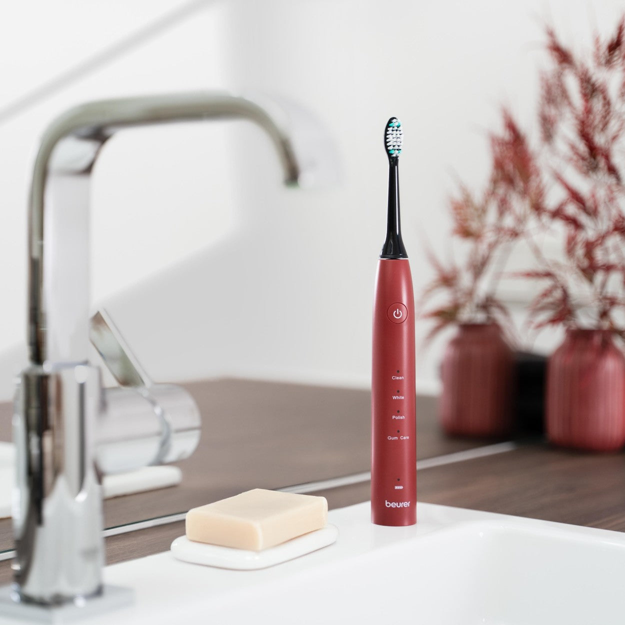 Beurer SC 30 LE25 Rechargeable Electric Sonic Toothbrush | Advanced Sonic Cleaning | Eco-Friendly | Ltd Edition Ripe Cherry Red